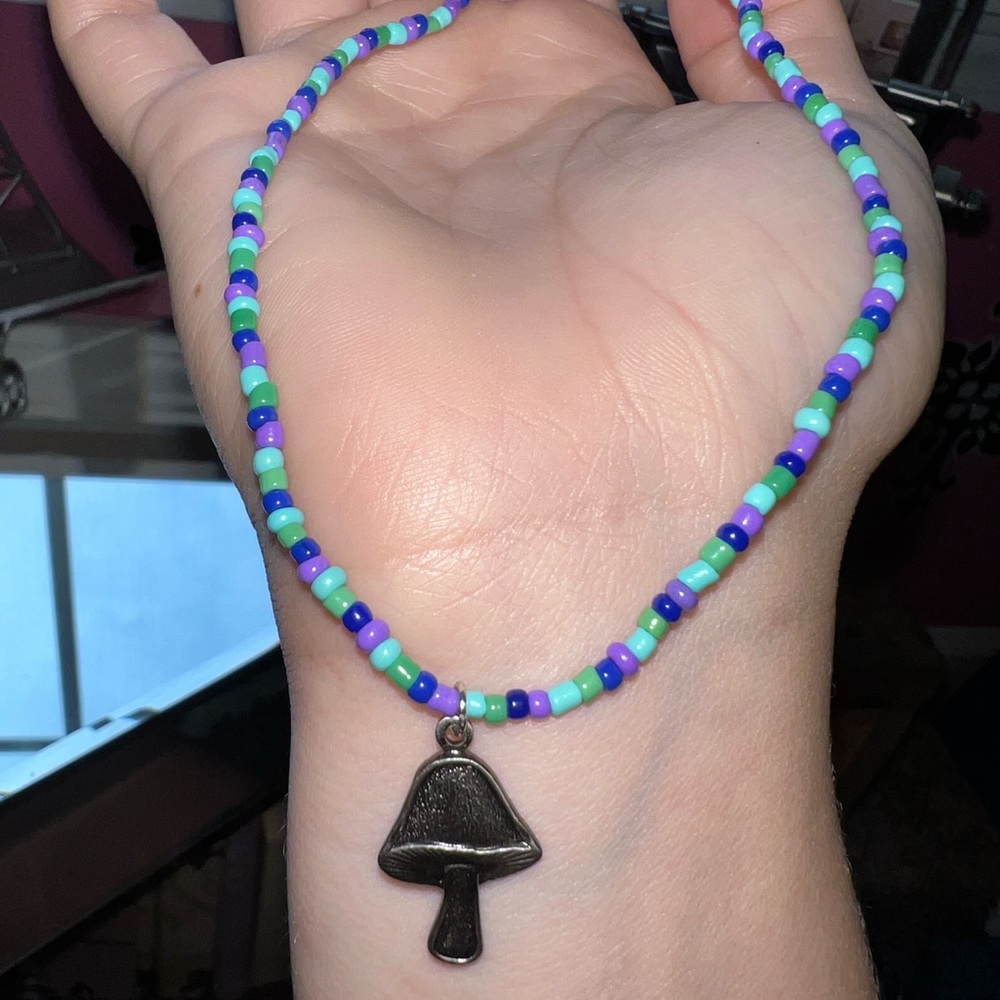 mushroom beaded choker